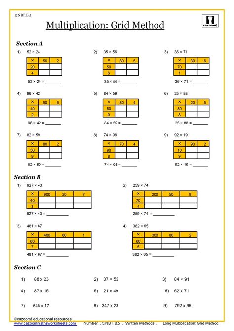 5th grade math worksheets.